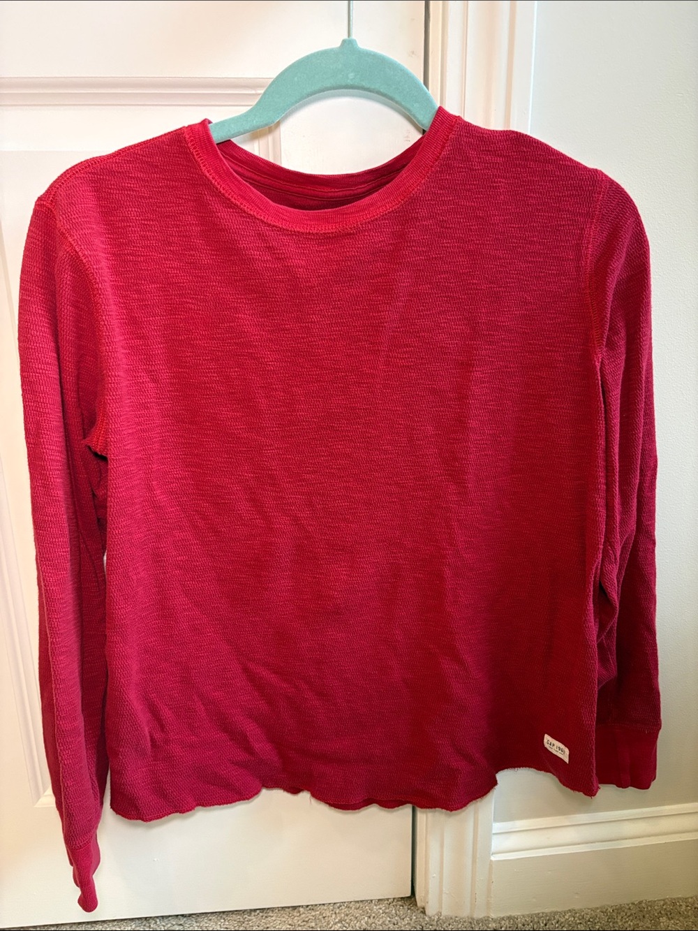GAP Red Waffle Knit Long Sleeve Tee size XXL (14-16)